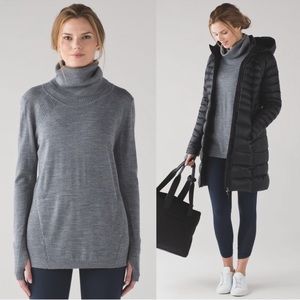 Lululemon Sweat And Savasana Merino Wool Turtleneck Sweater in Heathered Gray